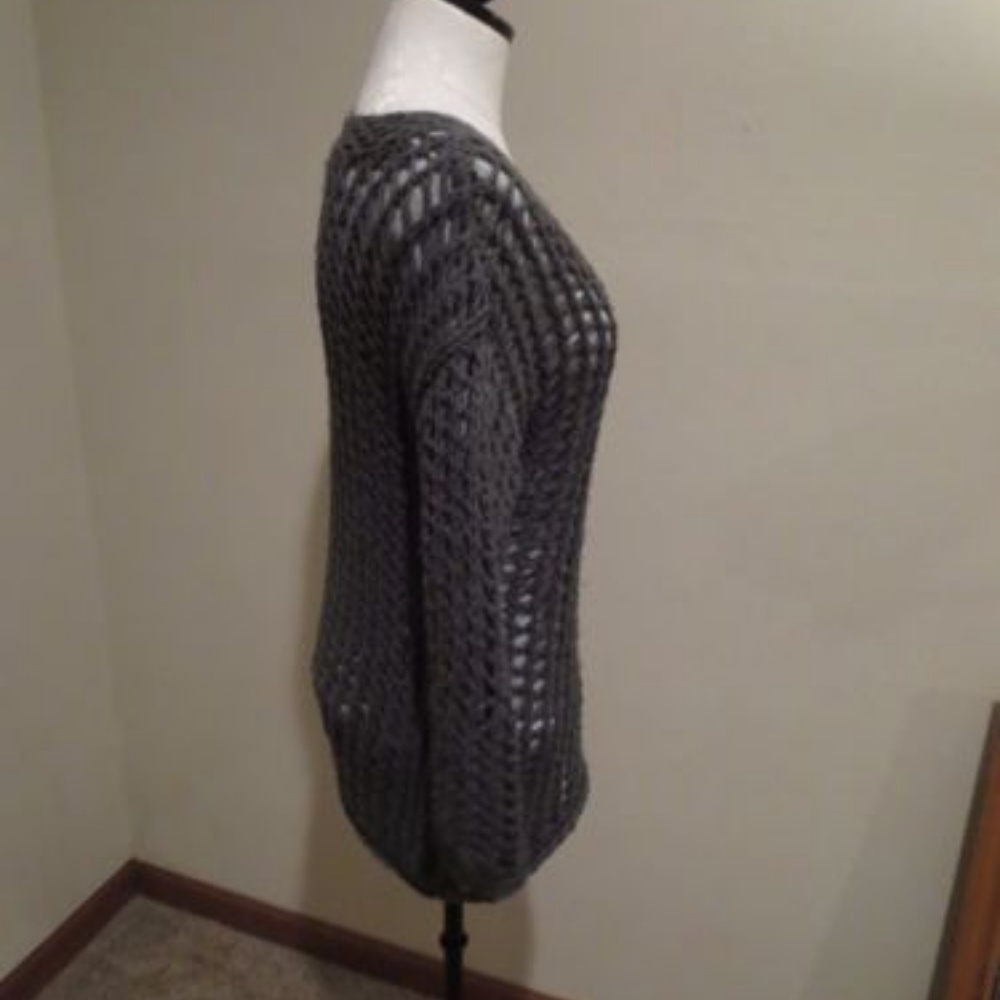 Joie Prima Layered open knit sweater gray small - Picture 3 of 5